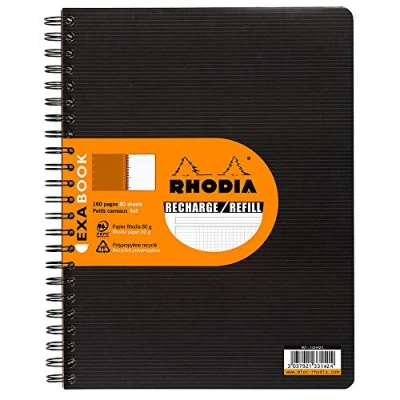 Abbildung von Rhodia 133142C Spiralblock (DIN A4, 21 x 29,7 cm, kariert, ideal für Ihre Notizen, 80 Blatt) 1 Stück schwarz