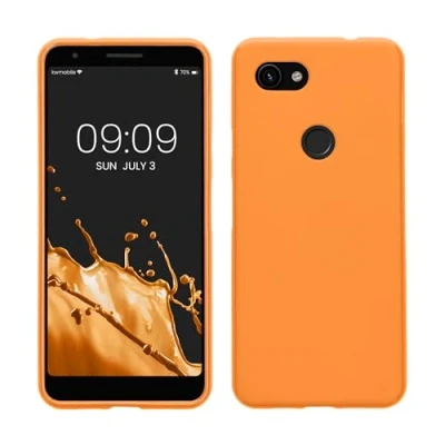 Abbildung von kwmobile Hülle kompatibel mit Google Pixel 3a weiches TPU Silikon Case Cover geeignet für kabelloses Laden Fruity Orange