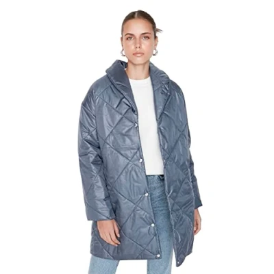 Abbildung von Trendyol Damen Oversize Puffer Plain Webstoff Winterjacke Coat, Anthrazit, XS EU