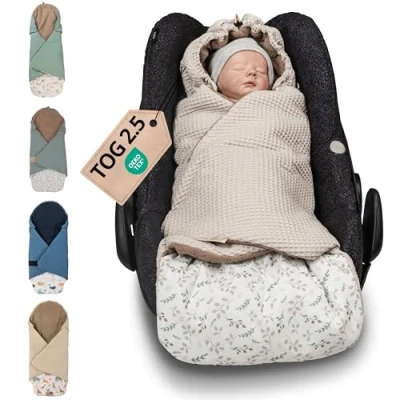 Abbildung von Einschlagdecke für die Babyschale, Floral Sand, TOG Wert 2,5, ULLENBOOM ®, Optimal Frühling, Herbst und Winter, Made in EU