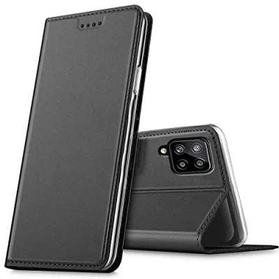 Abbildung von Verco Handyhülle für Samsung Galaxy M32, Premium Handy Flip Cover M32 Hülle [integr. Magnet] Book Case PU Leder Tasche, Schwarz