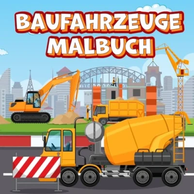 Abbildung von Malbuch Baufahrzeuge: Fahrzeuge auf der Baustelle zum Ausmalen kreative Beschäftigung für Kinder ab 3 Jahren