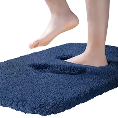 Abbildung von ROLIZOE Extrem Dicker Badematte rutschfest Badteppich Hochsaugfähige Badezimmerteppich Superweicher Badeteppich Mikrofaser Badvorleger Maschinenwaschbar 40 x 60cm,Marineblau