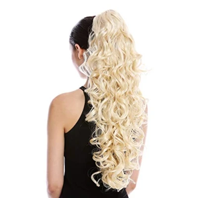 Abbildung von WIG ME UP N1095 V 613 Haarteil Zopf Pferdeschwanz extrem lang und voluminös gelockt lockig Platinblond 65 cm