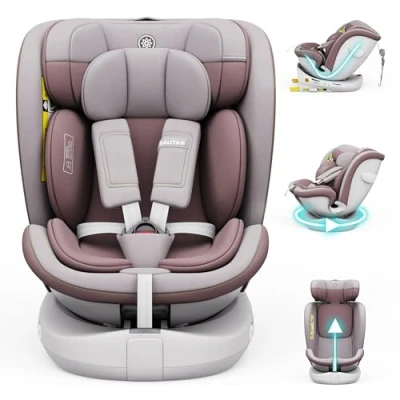 Abbildung von Daliya® Autokindersitz ROTAZIONE Kindersitz, Autositz, Babyschale Pastellrosa, ab: ab Geburt, bis: bis 12 Jahre, 36 kg, 0 8 stufige Sitzneigungsverstellung, höhenverstellbare Kopfstütze