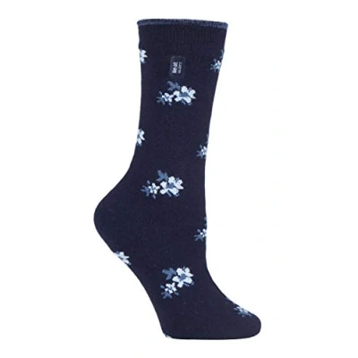 Abbildung von HEAT HOLDERS Ultra Lite Damen 1.0 Tog Winter Warm Dünn Thermosocken zum Erwärmen (Bellis Navy Floral, 37 42 eu)