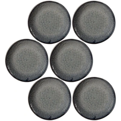 Abbildung von Leonardo Matera Keramik Teller 6er Set, mikrowellengeeignet, spülmaschinengeeignete Speise grau, Ess mit Rand Ø 16,3 cm 018378