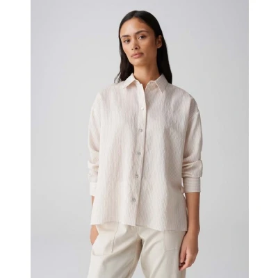 Abbildung von OPUS Langarm Faris Hemdbluse, Damen, Größe: 36, Natural glaze