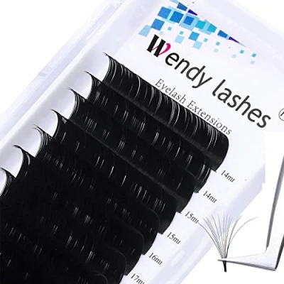 Abbildung von Selbstfächernde Wimpern 0.05 Stärke 14 20mm Easy Fan Lashes für Volumentechnik Wimpernverlängerung DD Curl Volumen Volumentechnik(0.05 mix14 20)