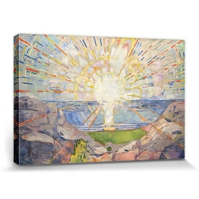 Abbildung von 1art1 Edvard Munch Poster Die Sonne, 1910 Bilder Leinwand Bild Auf Keilrahmen XXL Wandbild Kunstdruck Als Leinwandbild 120x80 cm