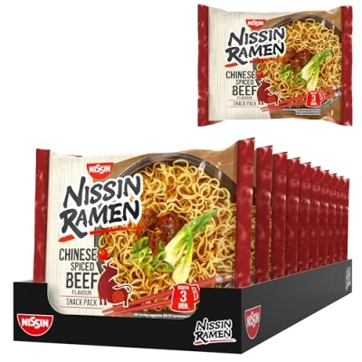 Abbildung von Nissin Ramen Chinese Spiced Beef, 10er Pack, Instant Nudeln asiatischer Art, nach chinesischen Rezeptur, schnell &amp; einfach zubereitet, asiatisches Essen (10 x 66,8 g)