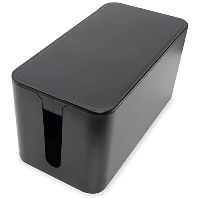 Abbildung von Virone Kabelbox mit Lüftungsschlitzen und Anti Rutsch Boden Größe: 407/134 / 154 mm (Schwarz)