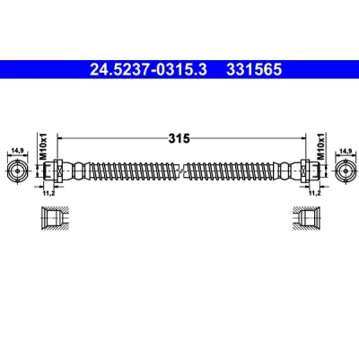 Abbildung von ATE 24.5237 0315.3 Bremsschläuche 315 VOLKSWAGEN: Amarok Pickup
