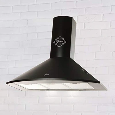 Abbildung von Gurari 046 Wandhaube 90 cm 1000 m3/h Luxus Hersteller 3 Geschwindigkeitsstufen LED Dunstabzugshaube schwarz Metall Umluftbetrieb möglich