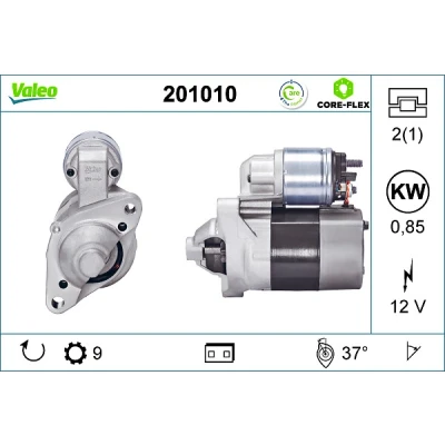 Abbildung von VALEO REMANUFACTURED PREMI 201010 Anlasser 12 0,85 9 RENAULT: TWINGO 1, Kangoo I Rapid, CLIO 3, DACIA: Sandero I, LOGAN Limousine, MCV 2