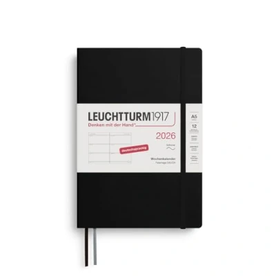 Abbildung von LEUCHTTURM1917 372555 Wochenkalender Medium (A5) 2026, 12 Monate, Softcover, Schwarz, Deutsch