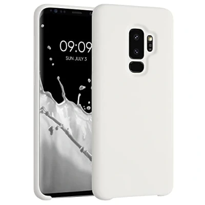 Abbildung von kwmobile Hülle kompatibel mit Samsung Galaxy S9 Plus Silikon Handy Case Handyhülle weiche Oberfläche kabelloses Laden Weiß matt