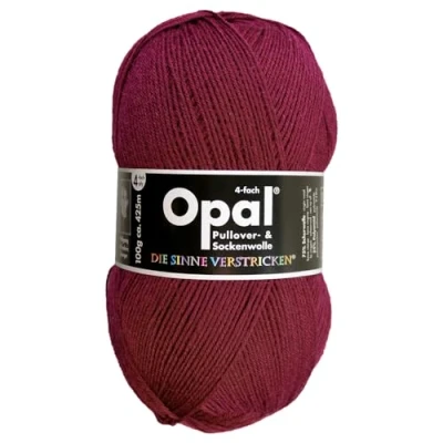 Abbildung von Frida&#039;s Wollhaus Opal 100 g Uni 4 fach Sockengarn Strümpfe Stricken filzfrei Wolle 35 Farben (5196 Burgund)
