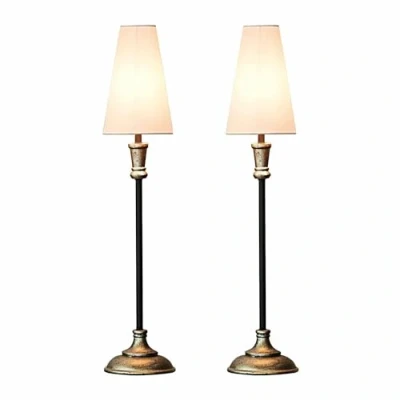 Abbildung von Mirabeau Tischleuchte Tischlampe 2er Set Obsonville silber/schwarz/creme