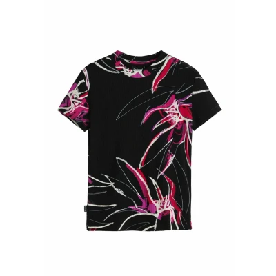 Abbildung von Desigual Abstract Floral Tshirt print, Damen, Größe: Large, Black