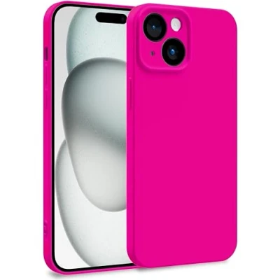 Abbildung von MyGadget Hülle für iPhone 15 Zweilagige Handyhülle mit Kameraschutz Cover Innenfutter &amp; Silikon außen Magenta Rot
