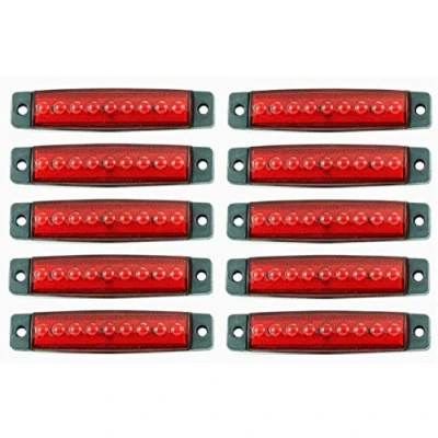 Abbildung von 10x LED 24V Rückseitig Umrissmarkierung rote Lichter mit 9 LEDs LKW Anhänger Bus Chassis Van Camper