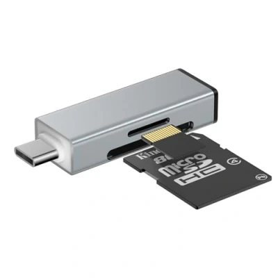 Abbildung von GlasFlength SD Kartenleser, USB C Card Reader aus Aluminium für TF/Micro SD/SDXC/SDHC/Micro SDXC/Micro SDHC 2 in 1 Kartenleser OTG Adapter Laptop Android Phones (Grau)