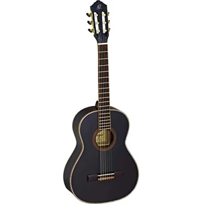 Abbildung von Ortega Guitars schwarze Konzertgitarre 3/4 Größe Family Series inklusive Gigbag Mahagoni / Fichtendecke (R221BK 3/4)