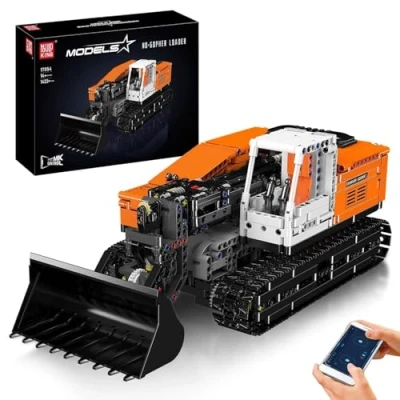 Abbildung von Mould King 17054 Technik ferngesteuert Erdmännchen Lader MOC Elektrisch Bulldozer Schwerlast Baufahrzeug (1423+ Teile) Bergbau Technologie Klemmbausteine Bausatz Traktor