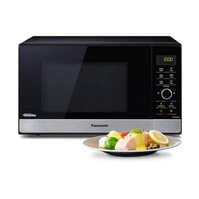 Abbildung von Panasonic NN SD28HSGTG Inverter Mikrowellenherd mit Glasdrehteller, 23 l, 1000 W, 10 automatische Programme, Auto Auftauen, 6 Leistungsstufen, Timer, digitales LED Display, Edelstahl &amp; Schwarz