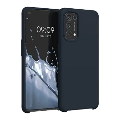 Abbildung von kwmobile Hülle kompatibel mit Oppo Find X3 Lite Silikon Handy Case Handyhülle weiche Oberfläche kabelloses Laden Heidelbeerblau