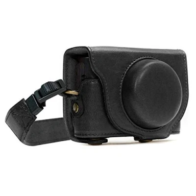 Abbildung von MegaGear MG588 Sony Cyber shot DSC RX100 VI, V, IV Ever Ready Leder Kameratasche mit Trageriemen Schwarz