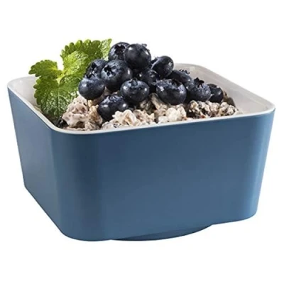 Abbildung von APS 15611 Schale „Happy Buffet“, Bowl, quadratische Buffetschüssel, aus Melamin, weiß/blau, 13 x cm, Höhe 7 für 0,6 Liter Inhalt
