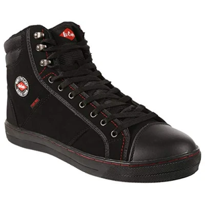 Abbildung von Lee Cooper Herren Arbeitskleidung der Frauen Unisex Retro Styled Baseball Arbeitssicherheit Trainer Stiefel Schuhe SB SRA, Schwarz, 46 EU