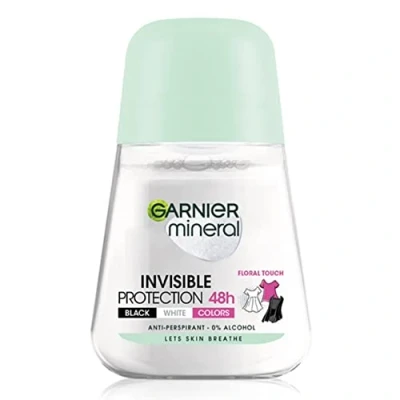 Abbildung von Garnier mineral Deoroller Invisible, geeignet für schwarze, weiße und farbige Kleidung, 48 Stunden Antitranspirant, 50 ml