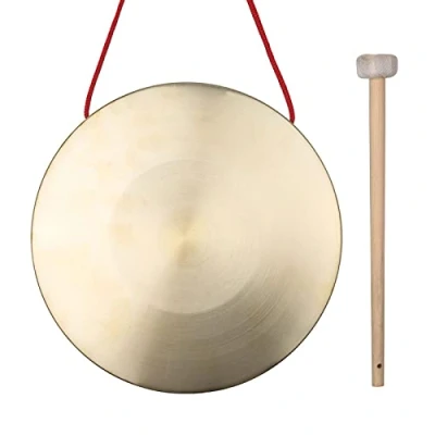 Abbildung von Btuty 22 cm Hand Gong Becken Messing Kupfer Kapelle Opera Percussion Instrumente mit rundem Spielhammer