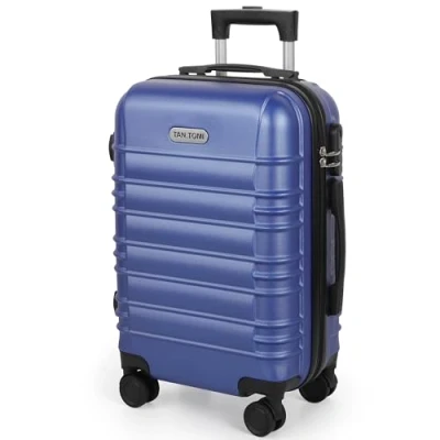 Abbildung von MoFut Hartschalen Handgepäck Koffer aus ABS Reisekoffer mit 4 Drehbaren Rollen (360), Trolley Aluminium Teleskopstange und TSA Zahlenschloss (M 41L, Himmelblau)