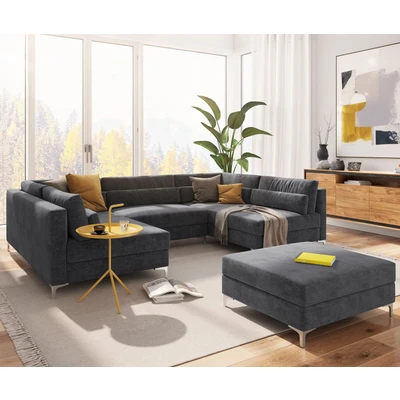 Abbildung von DELIFE Wohnlandschaft Elio, Mikrofaser Graphite 300x185 cm mit Hocker
