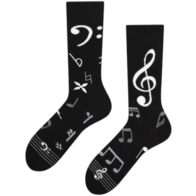 Abbildung von TODO Lustige Bass Noten Socken Herren, Musiknoten mit Bassschlüssel 47 50