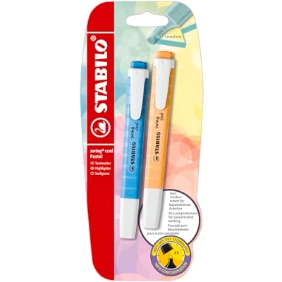 Abbildung von Textmarker STABILO swing cool Pastel 2er Pack himmlisches Blau, sanftes Orange