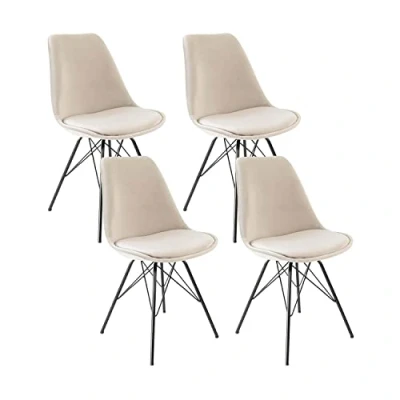 Abbildung von Kick Collection 4er Set Esszimmerstühl Velvet Samt Champagner Modern und Hochwertig Hochwertige Materialien Erhältlich in vielen Farben