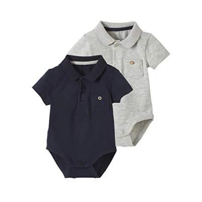 Abbildung von Vertbaudet 2er Pack Baby Bodys für Neugeborene, Polokragen Oeko Tex® hellblau 74