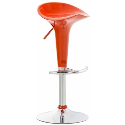 Abbildung von CLP Barhocker Saddle mit drehbarem Kunsttoffsitz und Fußablage I Höhenverstellbarer Hocker Metallgestell in Chrom Optik, Farbe:orange