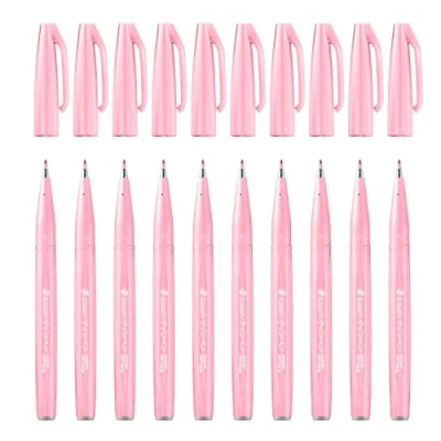 Abbildung von Pentel SES15C P3X Brush Sign Pen blassrosa, Faserschreiber, pinselähnliche Spitze, 10 Stück
