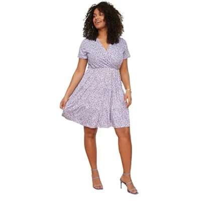 Abbildung von Trendyol Damen Women Mini A line Regular Fit Knit Plus Size Dress Kleid, Flieder, X Large