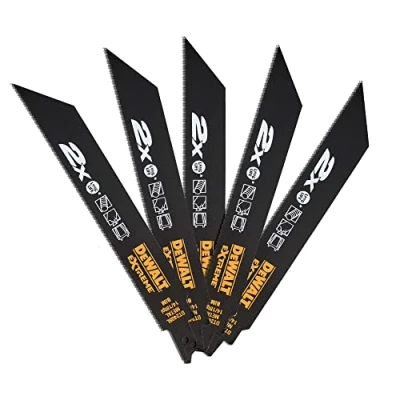 Abbildung von Dewalt EXTREME Bi Metall Säbelsägeblätter DT2408L (203 mm Gesamtlänge, 1,4 1,8 Zahnteilung, spezielle Zahngeometrie für extra schnelle Schnitte, extrem harte und abrasive Metalle) 5 Stück