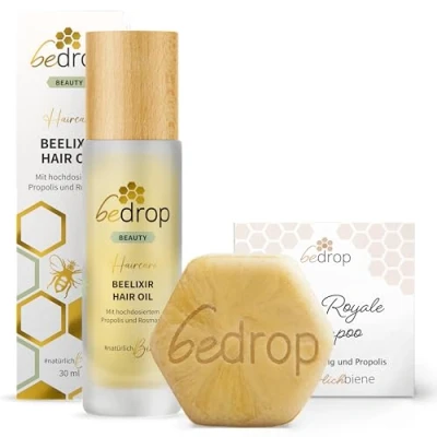 Abbildung von bedrop Hair Care Set BEELIXIER Haaröl Oil &amp; Gelée Royale festes Shampoo bei beanspruchtes Haar Haarwachstum mit Rosmarinöl, Propolis Manuka Honig