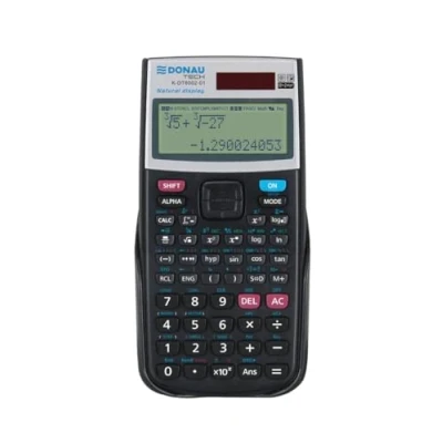 Abbildung von DONAU TECH Technisch Wissenschaftlicher/Taschenrechner mit natürlicher Darstellung/Solar und Batterie/ 417 Funktionen/Schwarz/Rechner Schutzhülle/Schulrechner/Schiebehülle