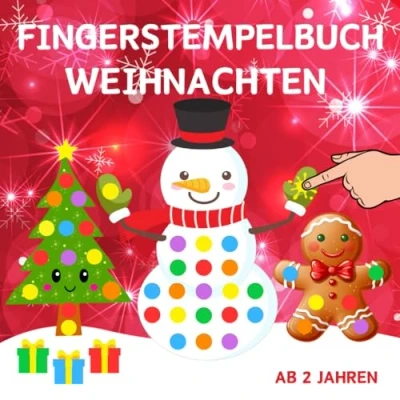 Abbildung von Fingerstempelbuch Ab 2 Jahren: Weihnachten Fingerstempeln, Malen und Basteln Weihnachtmalbuch für Kinder Bastelbuch Mädchen Jungen