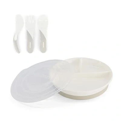 Abbildung von Twistshake Babygeschirr Set Geteilter Teller + Töpferware 6m+ BPA Frei Esslernset für Kinder Weiß